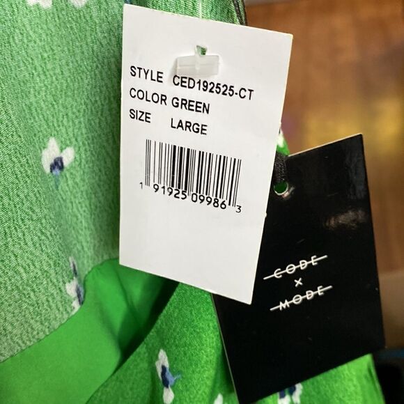 NWT Code x Mode Green Mini Floral Dress Short Sleeve Tiered - Picture 10 of 13